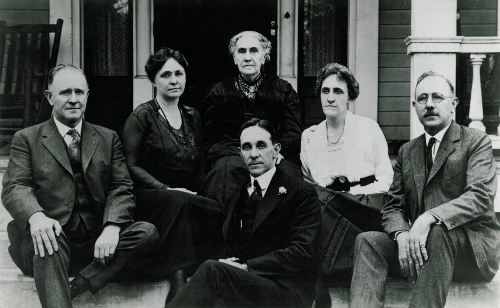 Catherine McMillan Bellingrath, center, is shown with her children at a Thanksgiving reunion in Montgomery in 1921. From left are Leonard, Maude Bellingrath Burnett, Walter, Kate Bellingrath Brown and Will.